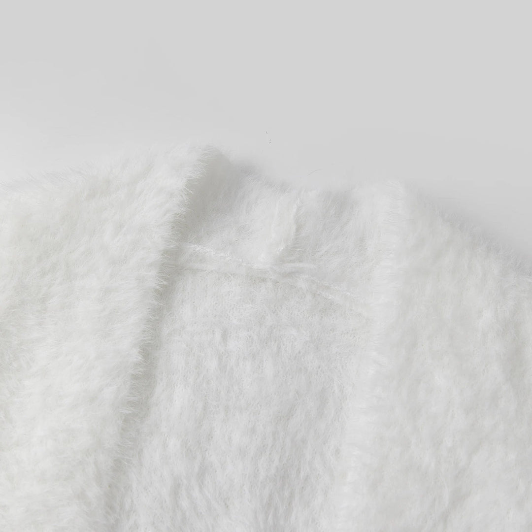 Women's loose fit white long cardigan with open front, cozy for fall fashion & winter style.