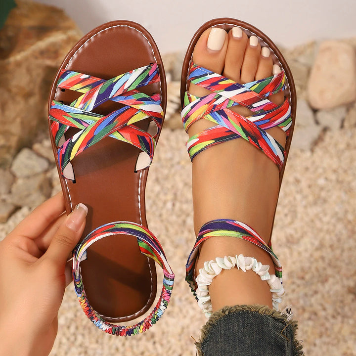 Side view of versatile summer sandals. Durable, comfortable footwear, great for men & women.