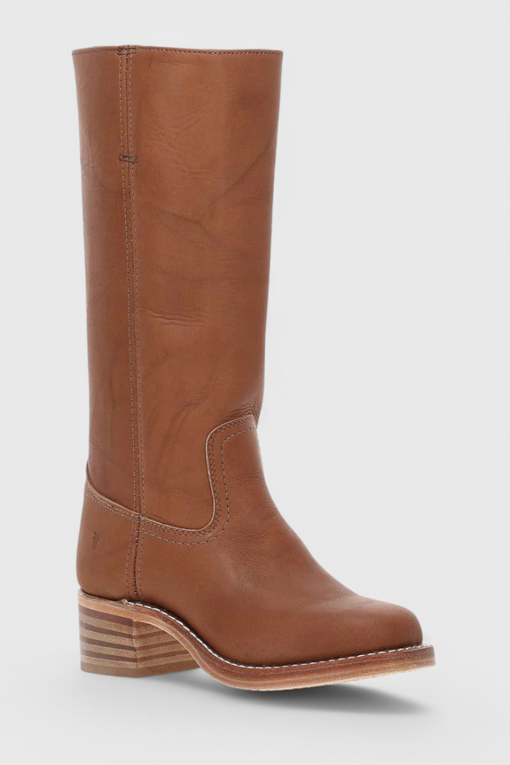 Premium leather knee-high heeled boots for women, combining comfort with timeless elegance.