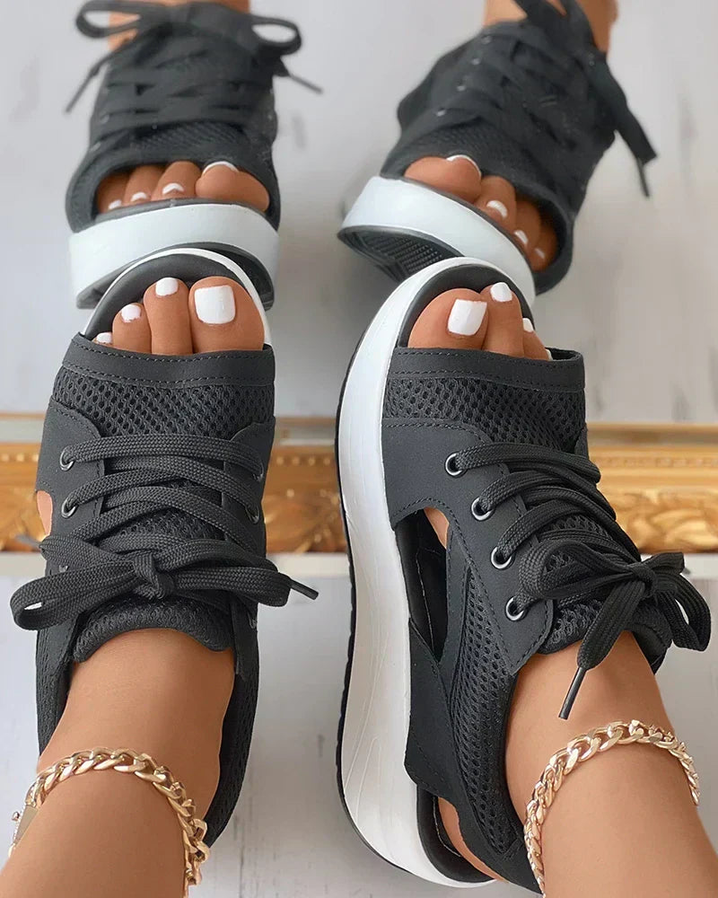 Comfortable women's orthopedic open-toe sneakers for walking. Breathable design offers all-day support & ease.