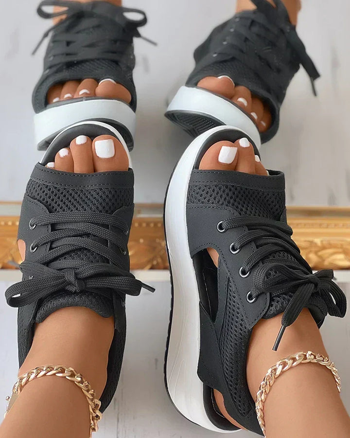 Comfortable women's orthopedic open-toe sneakers for walking. Breathable design offers all-day support & ease.