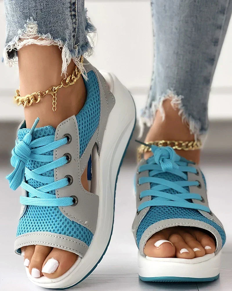 Women's orthopedic open-toe sneakers for all-day comfort. Ideal for walking & casual spring/summer wear.