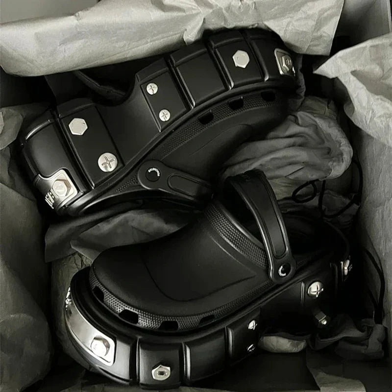 Fashion-forward women's punk platform sandals with studded straps, enhancing any edgy streetwear look.