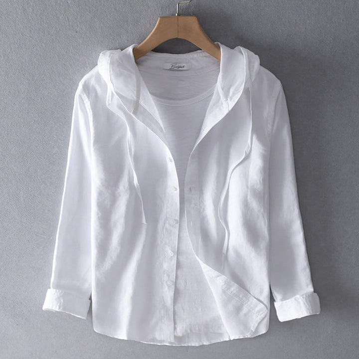 Breathable women's long sleeve top, ideal for summer. Elegant & lightweight button-down blouse for office or casual.