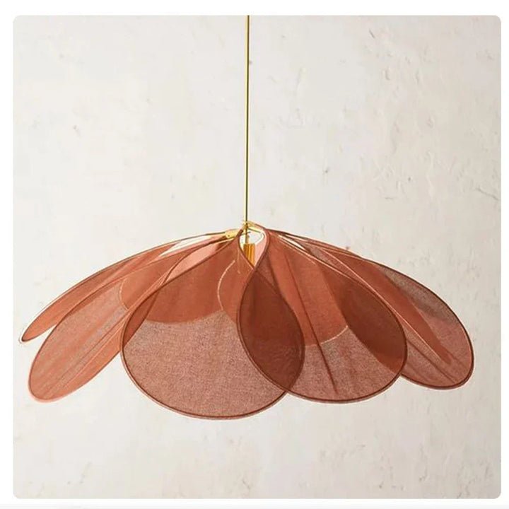 Artistic flower ceiling light, a modern fabric and metal fixture bringing natural beauty and warm ambiance to any home.