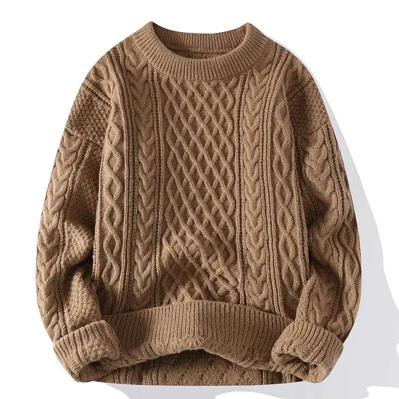 Stylish men's crewneck sweater, patterned & textured knit, great for casual occasions.