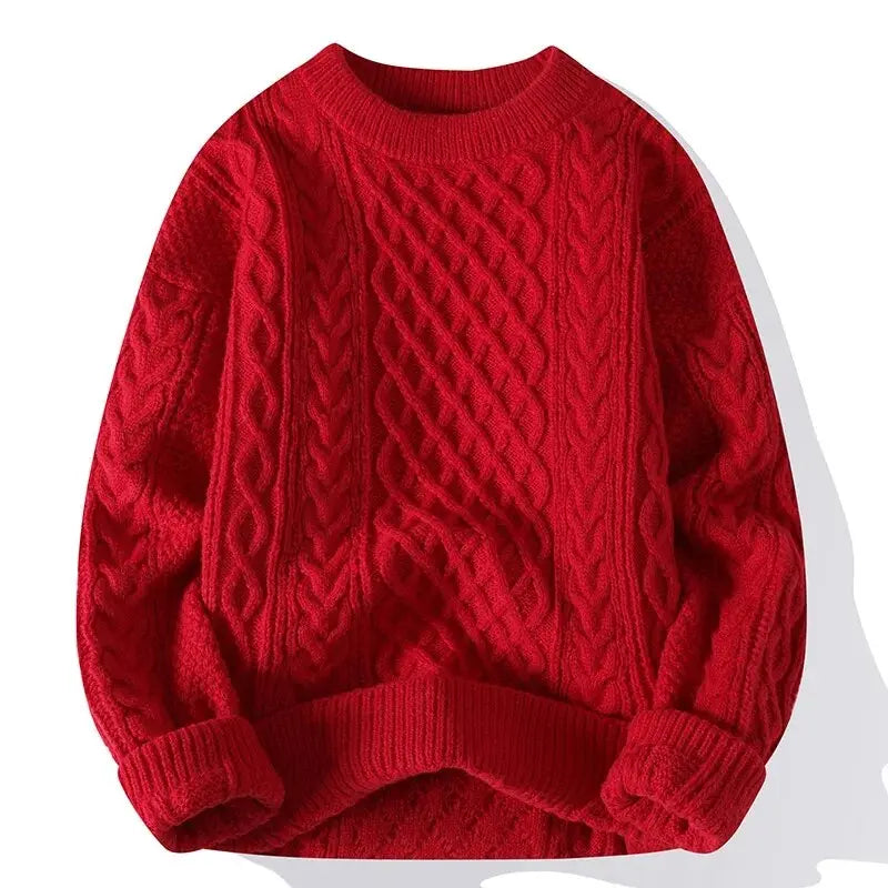 Cozy men's patterned crewneck sweater, a must-have long sleeve for winter fashion.