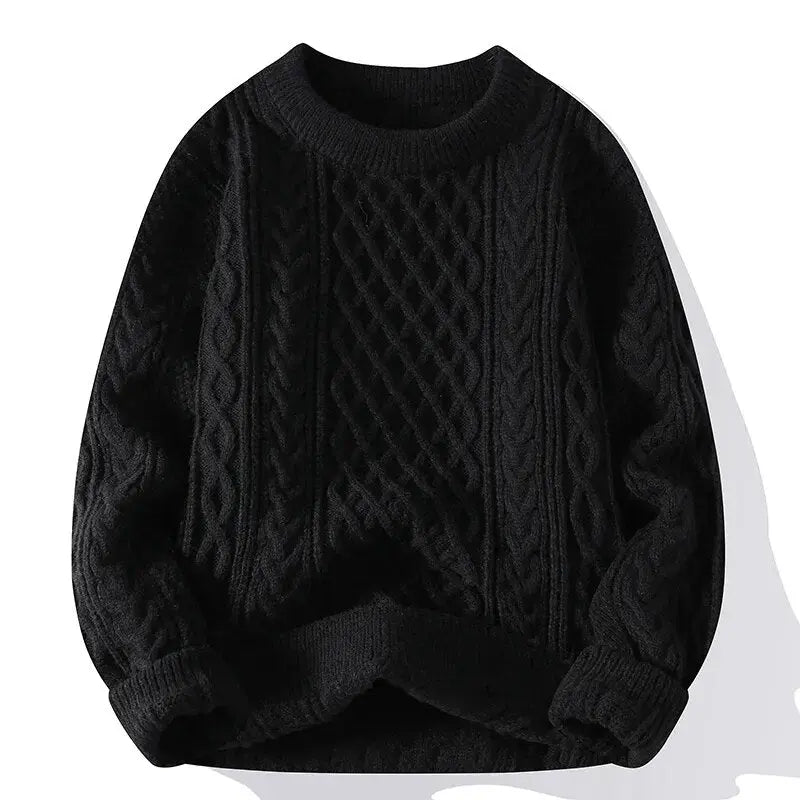 Modern men's patterned crewneck sweater, comfortable and stylish for casual wear.