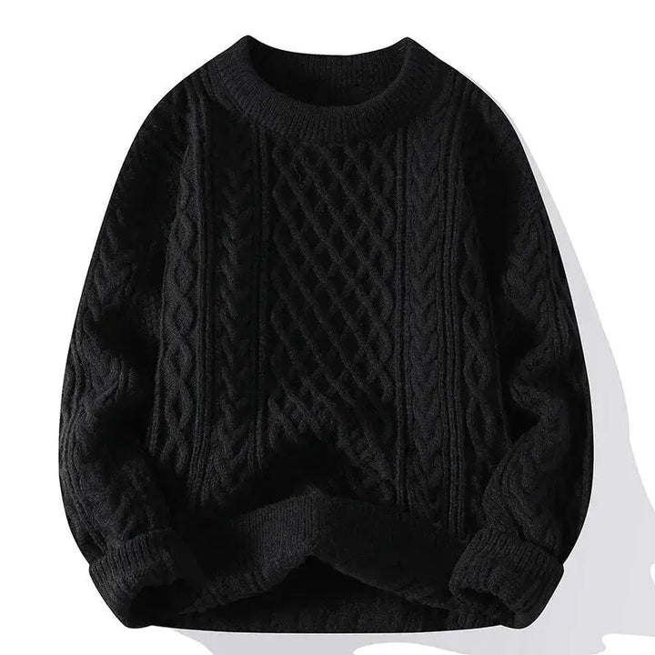 Modern men's patterned crewneck sweater, comfortable and stylish for casual wear.