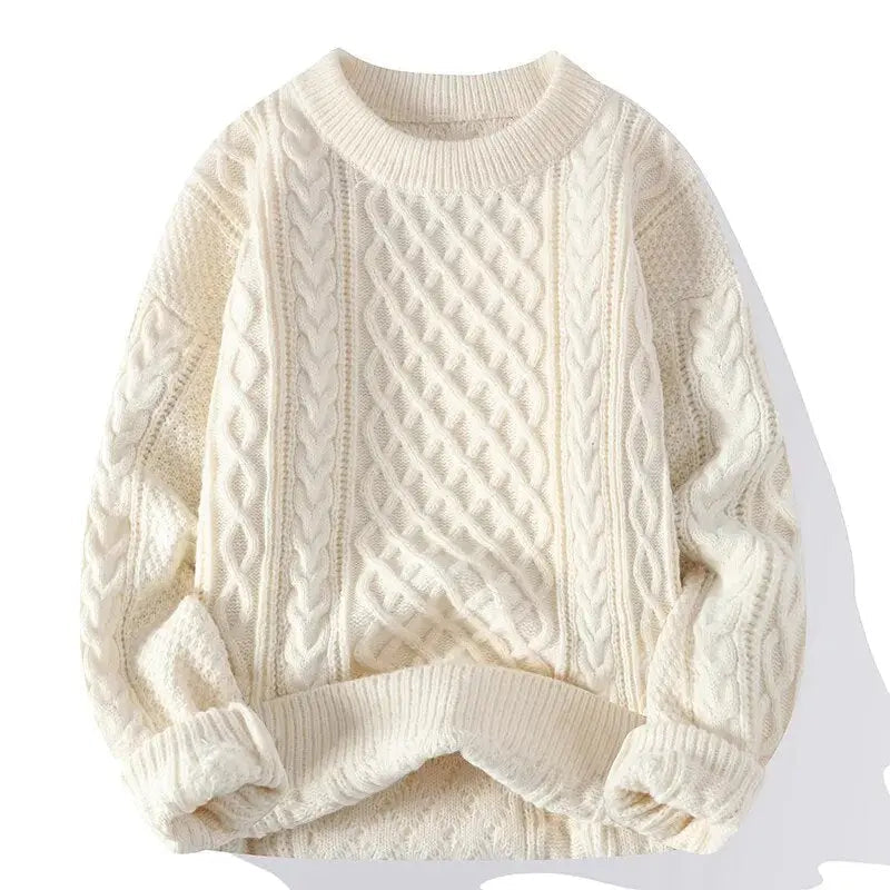 Comfortable & stylish men's crewneck patterned sweater, soft textured knit for winter.
