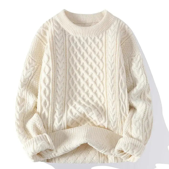 Comfortable & stylish men's crewneck patterned sweater, soft textured knit for winter.