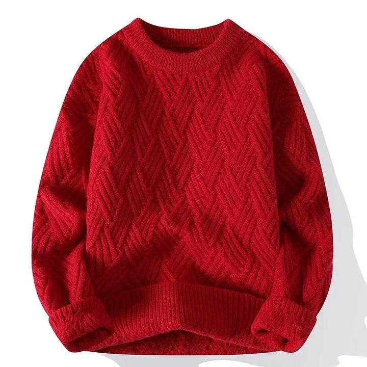 Cozy men's patterned crewneck sweater with textured knit, relaxed fit.