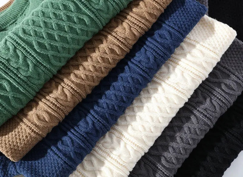 Comfortable modern men's patterned crewneck sweater, a cozy layering piece.