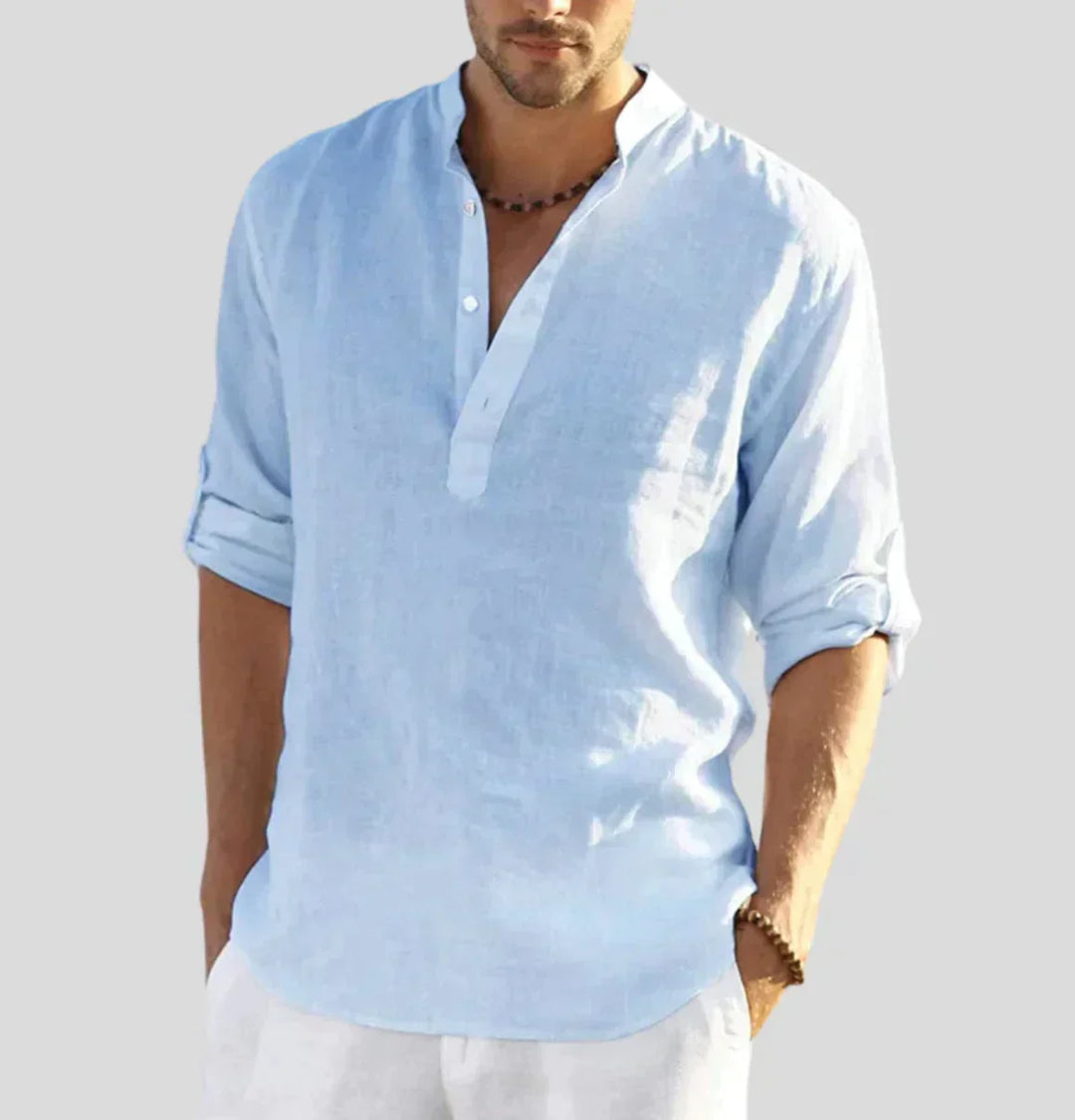 Stylish men's button-up shirt for casual or elegant looks. A versatile long-sleeve top for various occasions.