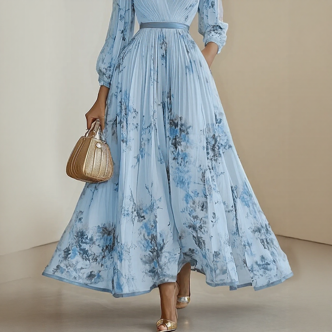 Elegant women's V-neck sleeveless midi dress, ideal occasion wear. Flowy and flattering for summer events.
