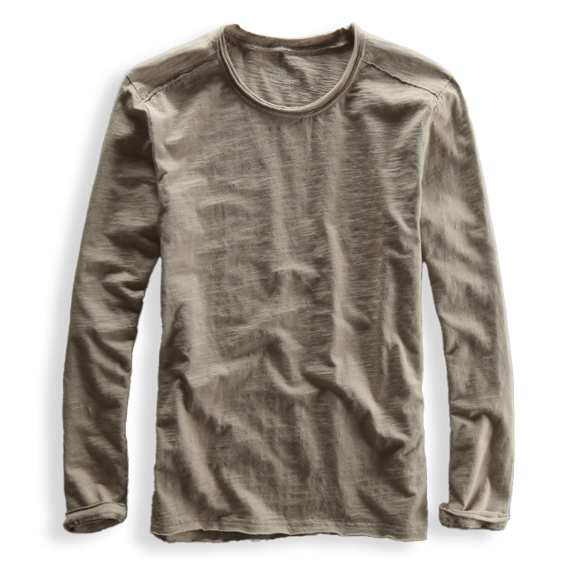 Men's casual long sleeve crew neck textured shirt, great for everyday stylish comfort.