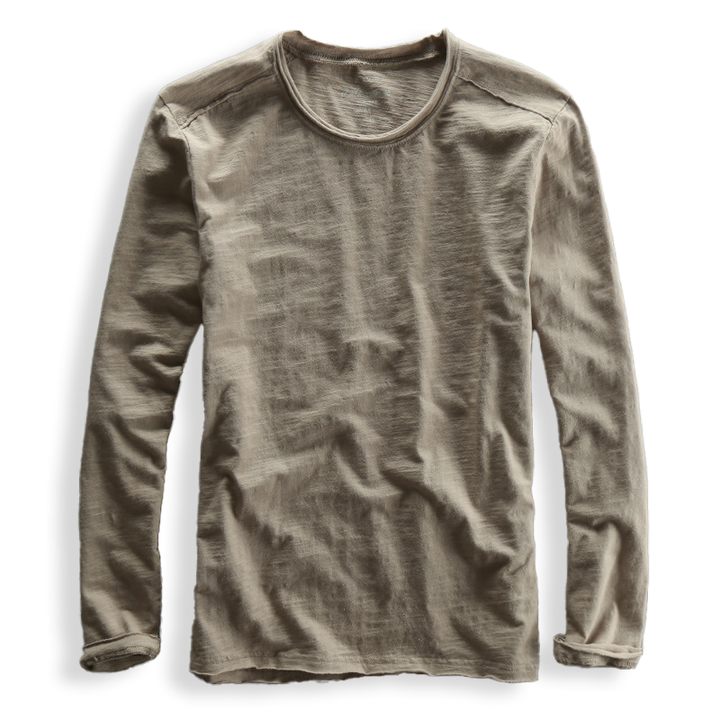 Men's casual long sleeve crew neck textured shirt, great for everyday stylish comfort.