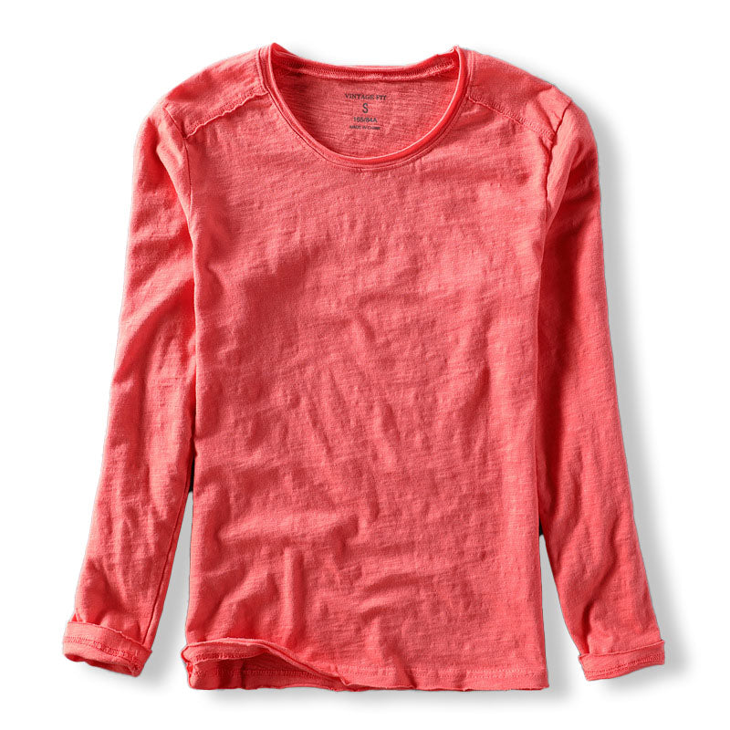 Versatile men's long sleeve crew neck textured top, ideal for spring & autumn casual men's fashion.