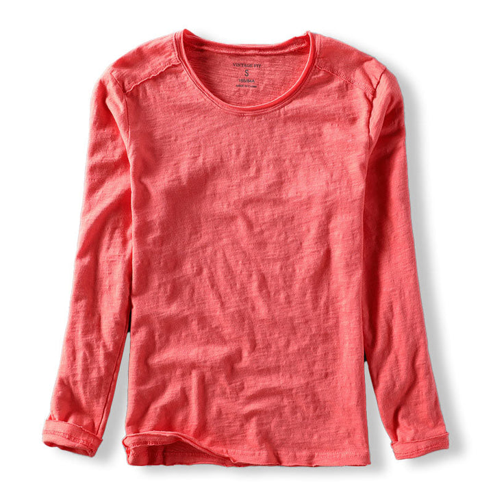 Versatile men's long sleeve crew neck textured top, ideal for spring & autumn casual men's fashion.
