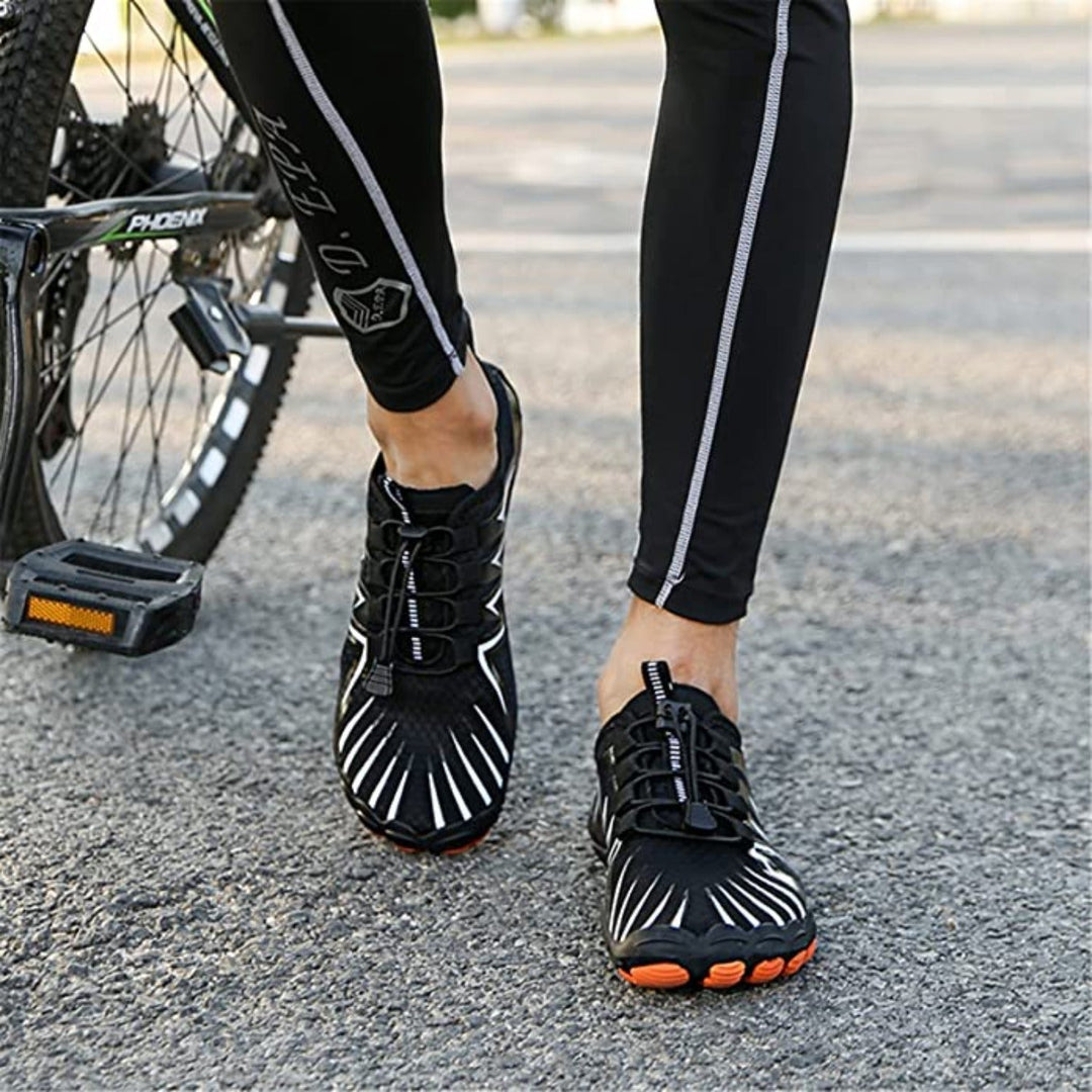 Men's barefoot footwear with a breathable, lightweight design for natural walking.
