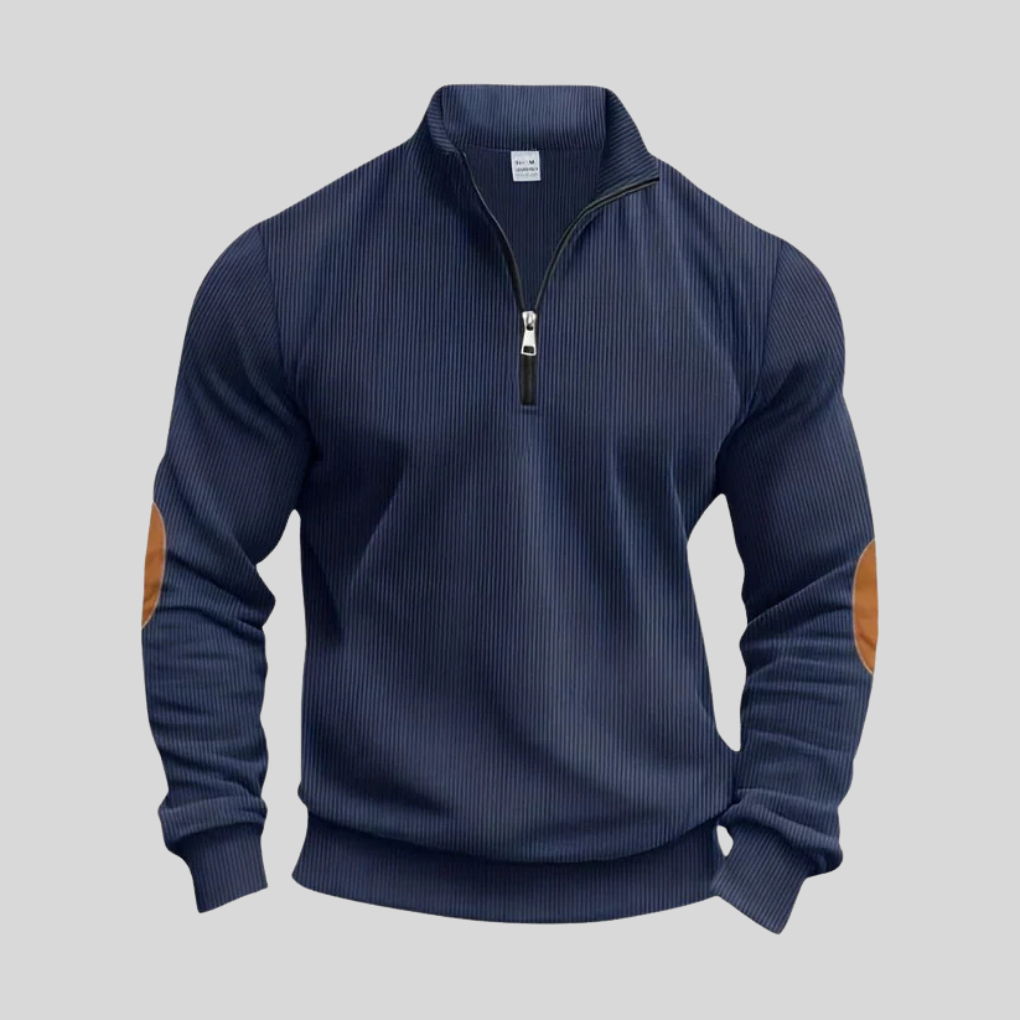 Stylish men's long sleeve crew neck sweater, a comfortable regular fit pullover with ribbed cuffs.