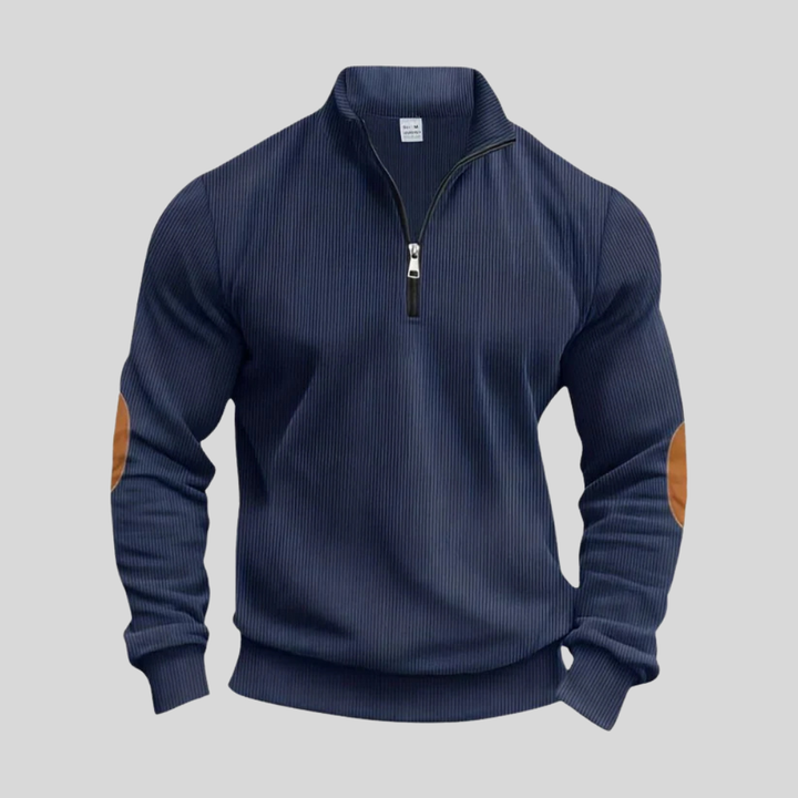 Stylish men's long sleeve crew neck sweater, a comfortable regular fit pullover with ribbed cuffs.