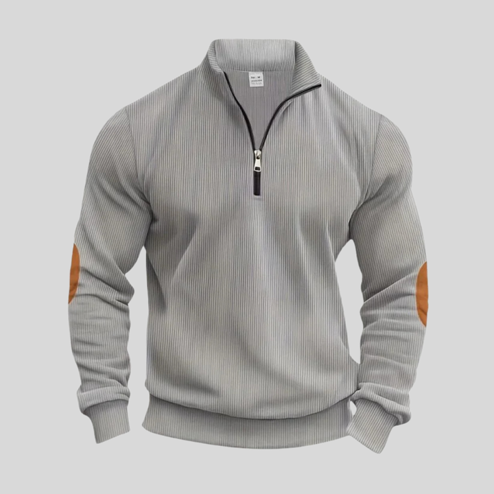 Wardrobe staple: Men's casual long sleeve pullover, versatile for layering with ribbed cuffs and crew neck.