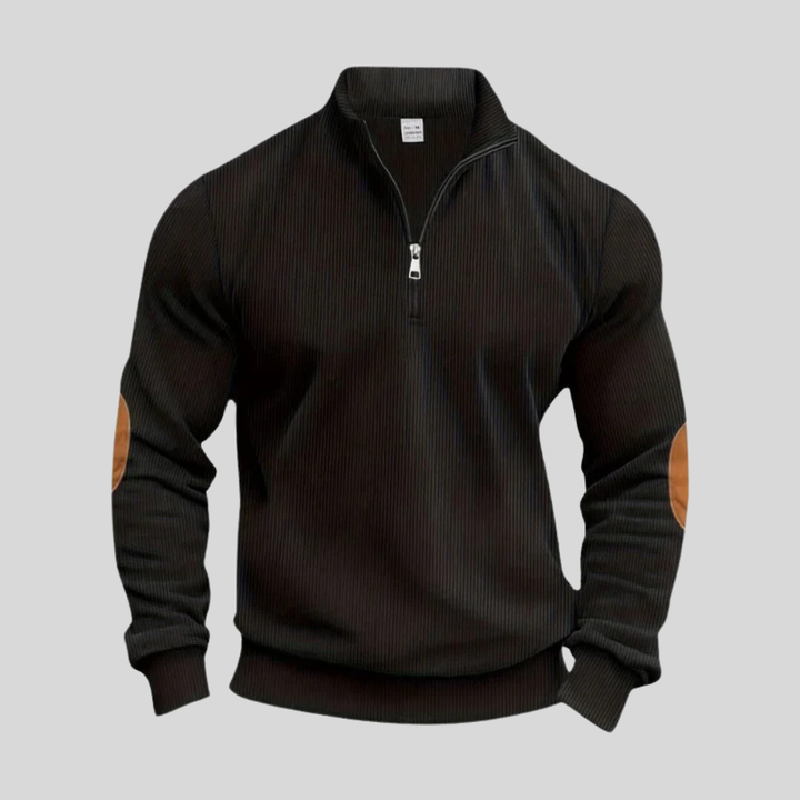 Essential men's fashion pullover. Smart casual long sleeve crew neck sweater with comfortable ribbed cuffs.