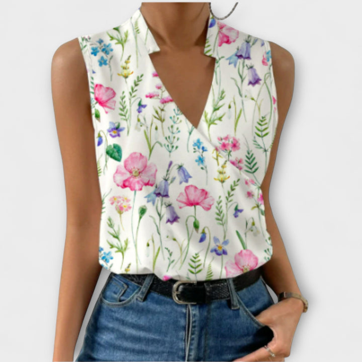 Effortless summer style with this comfortable V-neck women's top, perfect for casual elegance.