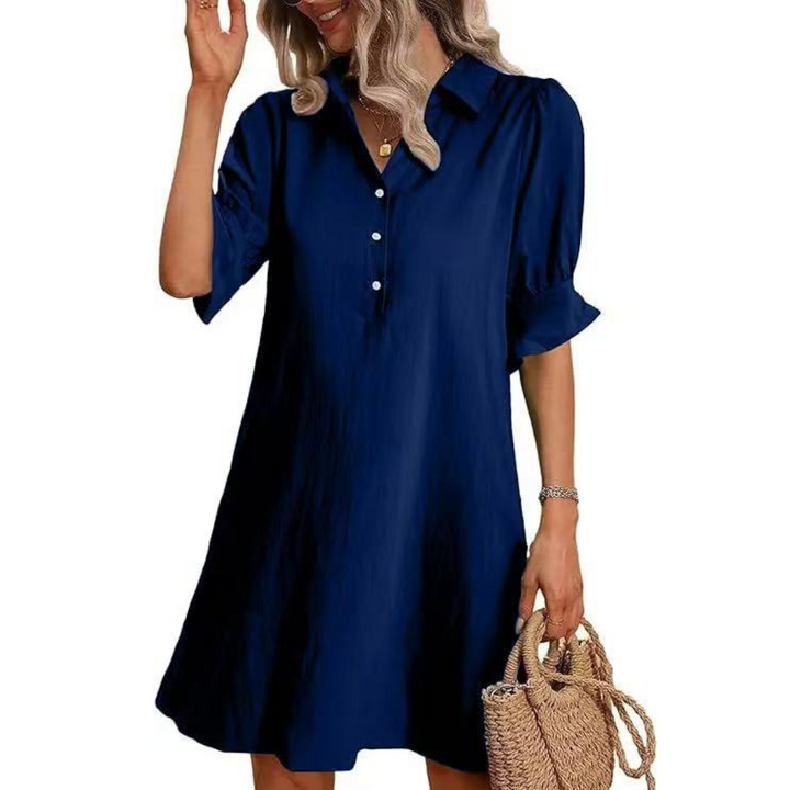 Women's relaxed fit button down shirt dress, a versatile piece for casual spring apparel.