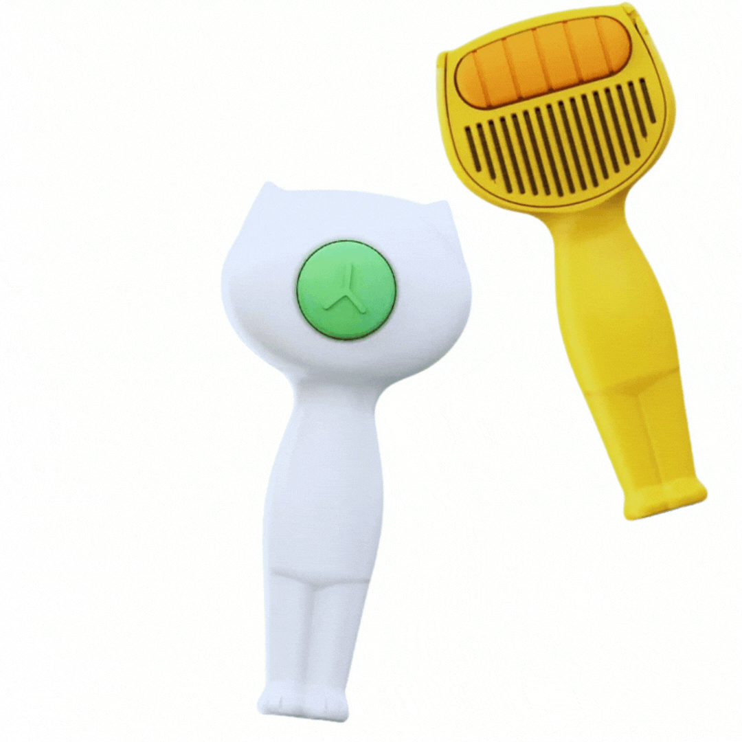 Ergonomic self-cleaning pet brush for comfortable grooming. Ideal for cat and dog hair removal & deshedding.