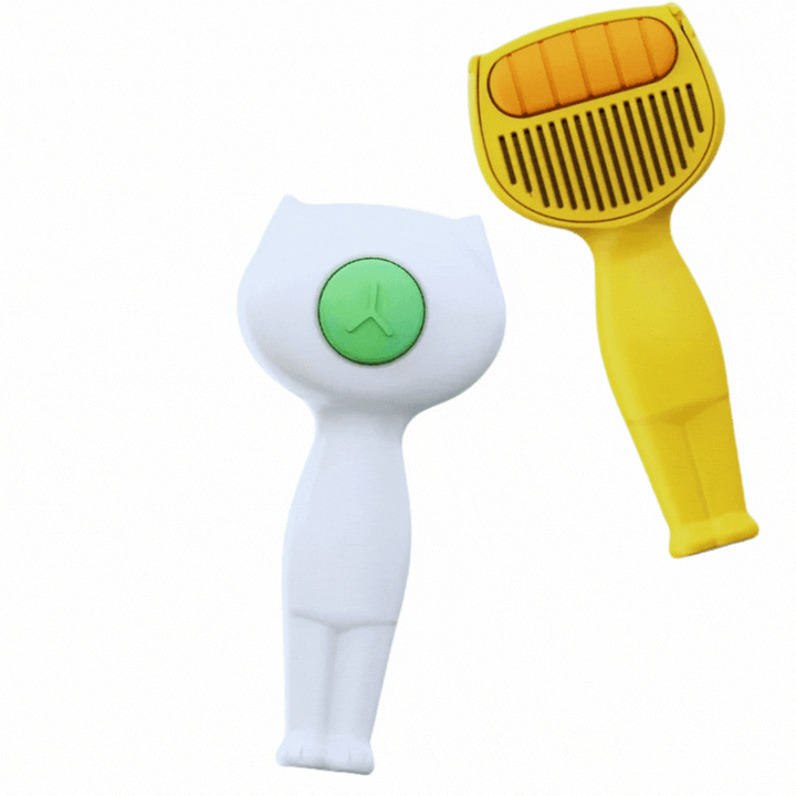 Ergonomic self-cleaning pet brush for comfortable grooming. Ideal for cat and dog hair removal & deshedding.