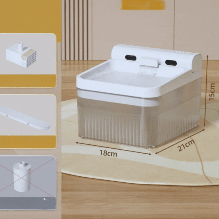 Continuous flow dog & cat water fountain with powerful triple filtration for optimal pet health.