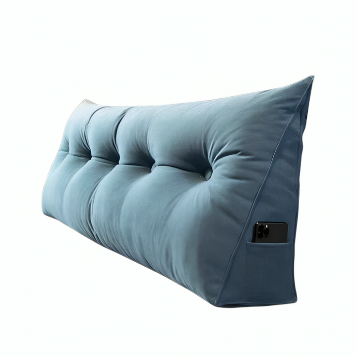 Luxurious DreamSlope headboard pillow for ultimate bed comfort, ergonomic back support, and relaxation.