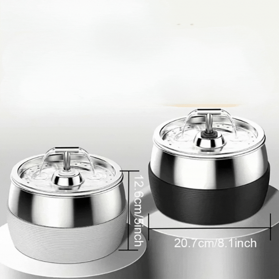 Automatic stainless steel dog water dispenser & cat fountain, providing continuous fresh hydration.