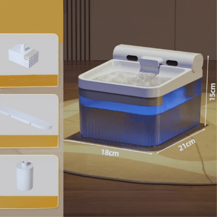 Essential pet care: triple filter water fountain for fresh, circulating hydration for cats & dogs.