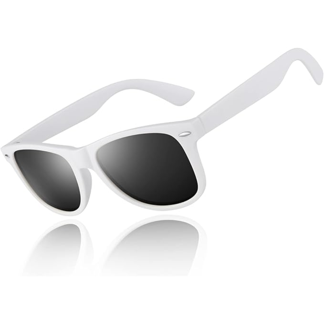 Vintage 80s style polarized sunglasses, unisex design offering glare reduction & comfort.