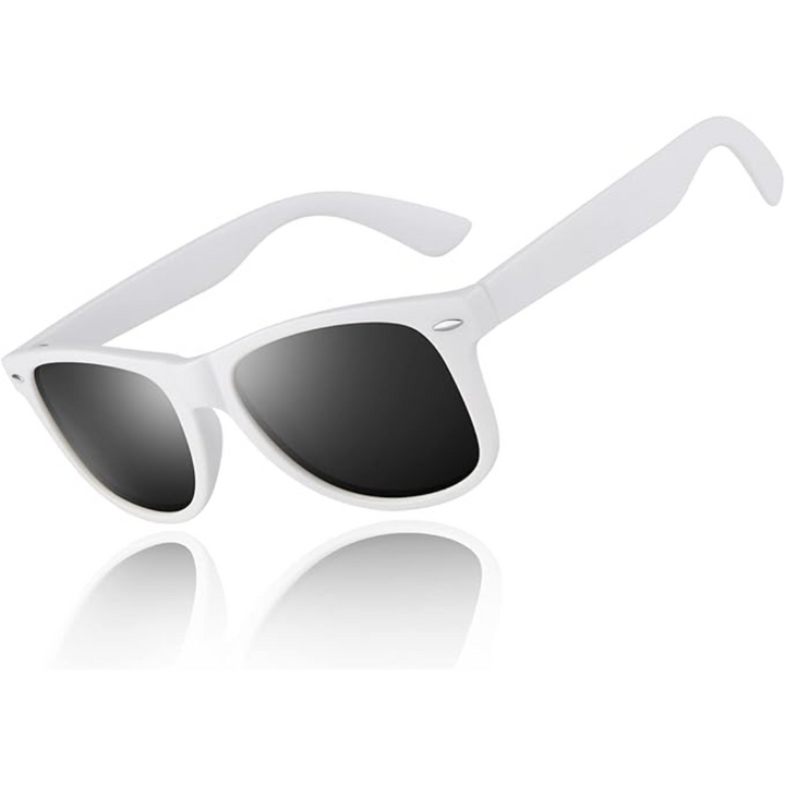 Vintage 80s style polarized sunglasses, unisex design offering glare reduction & comfort.