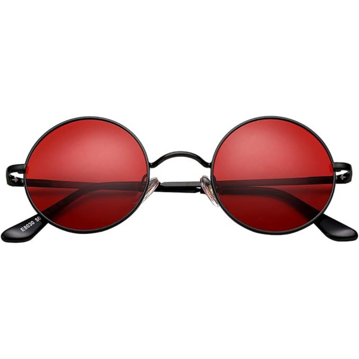 Glossy black round polarized sunglasses, an elegant choice for superior sun protection.