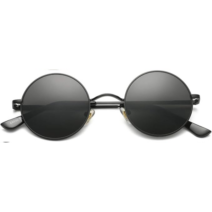 Unisex round sunglasses with polarized lenses, ideal for driving and reducing glare.