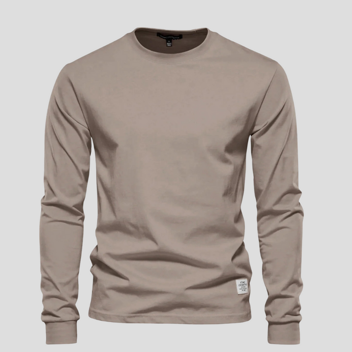 Classic long-sleeve round-neck shirt for men, a comfortable and stylish everyday top.