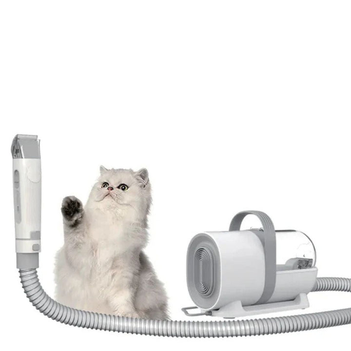 Quiet pet grooming clipper for dogs & cats with integrated vacuum, ensuring a mess-free and stress-free grooming.