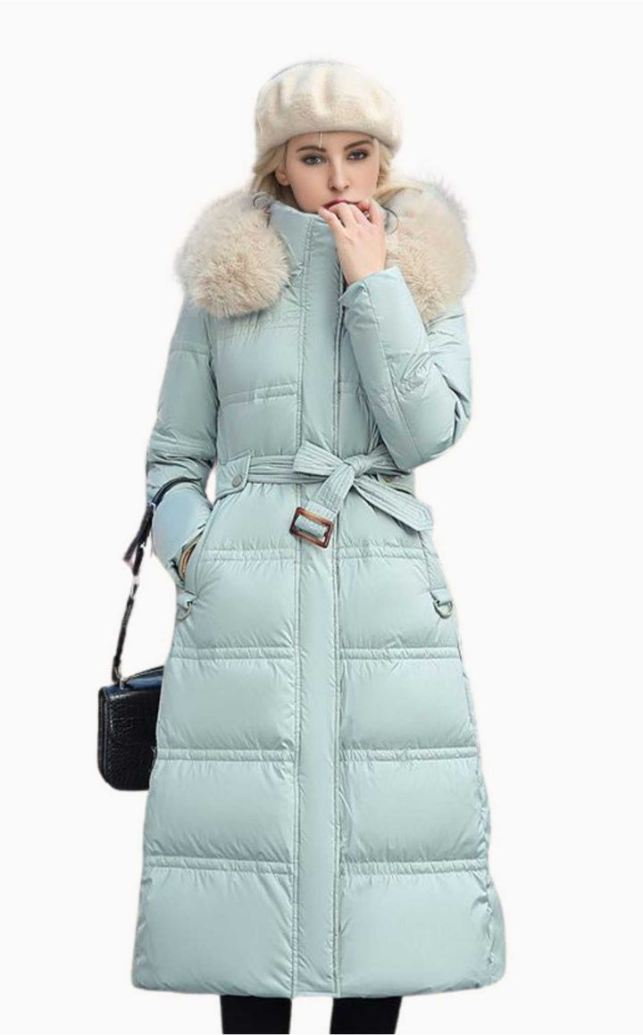 Elegant women's winter coat with sophisticated tailored fit. Perfect warm outerwear for chic style.