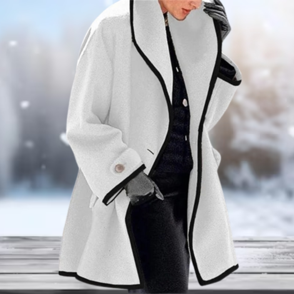 Cozy women's winter jacket, soft retro outerwear for warmth and comfort. Stylish vintage-look fall fashion.