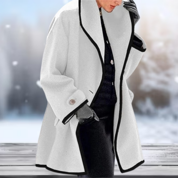 Cozy women's winter jacket, soft retro outerwear for warmth and comfort. Stylish vintage-look fall fashion.
