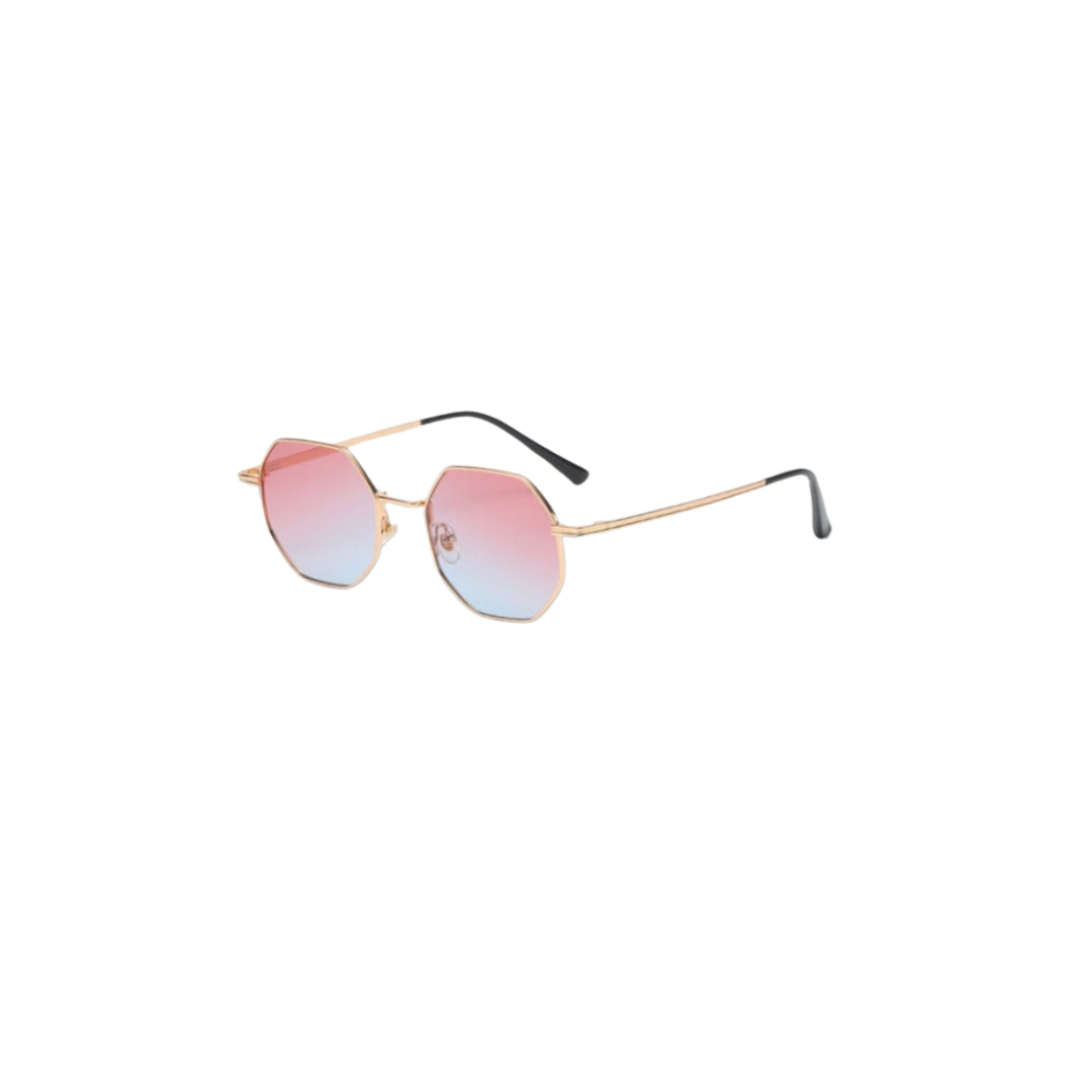 Women's fashionable metal polygonal sunglasses. Trendy summer shades offering great eye protection.