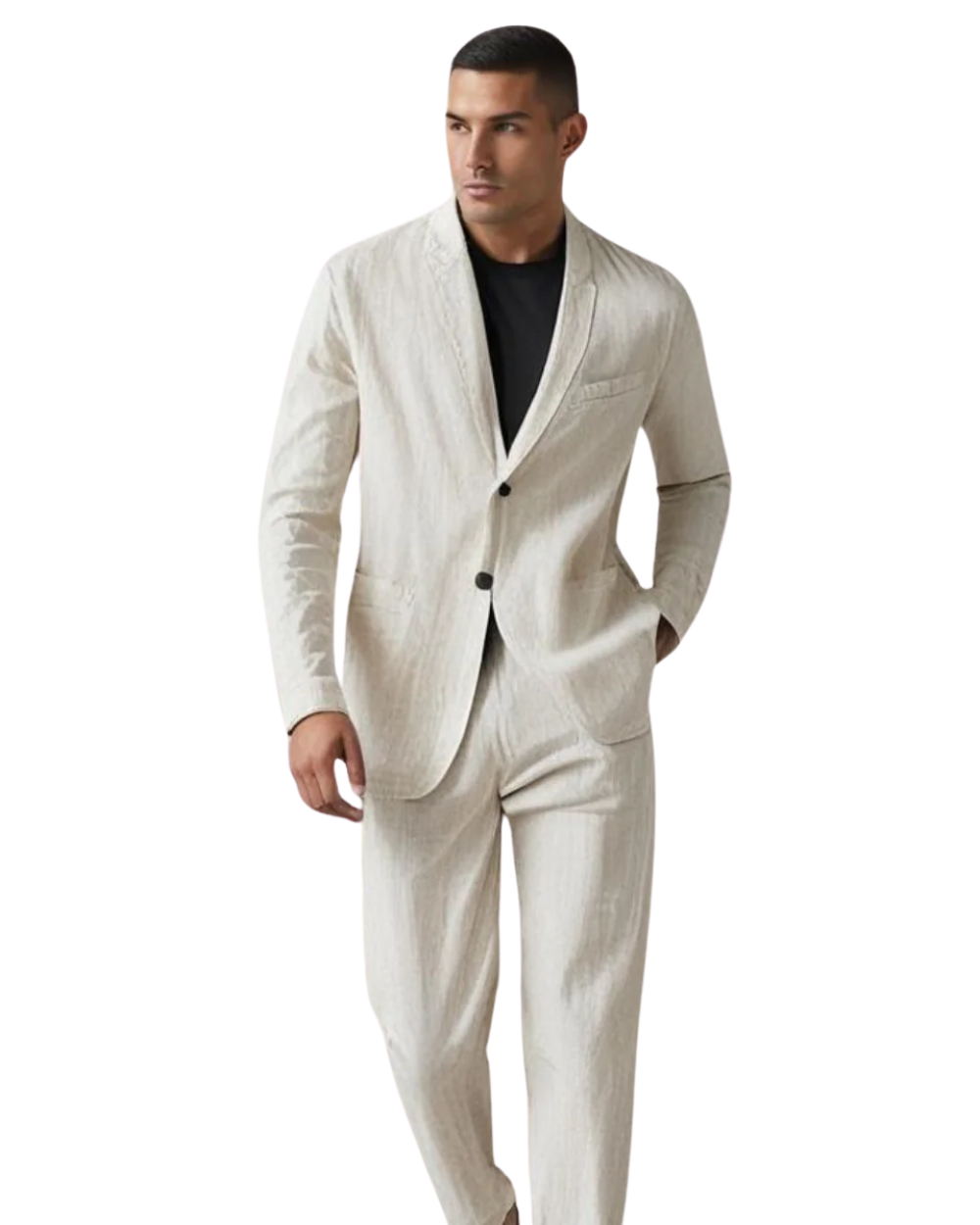 Men's casual button cardigan & trouser set for effortless style, perfect for everyday wear.