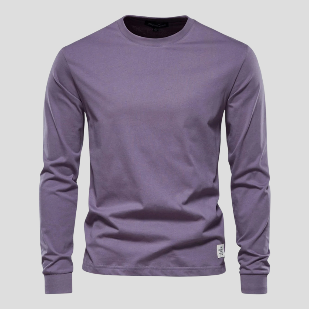 Everyday wear men's long-sleeve round-neck shirt, a comfortable and simple casual top.