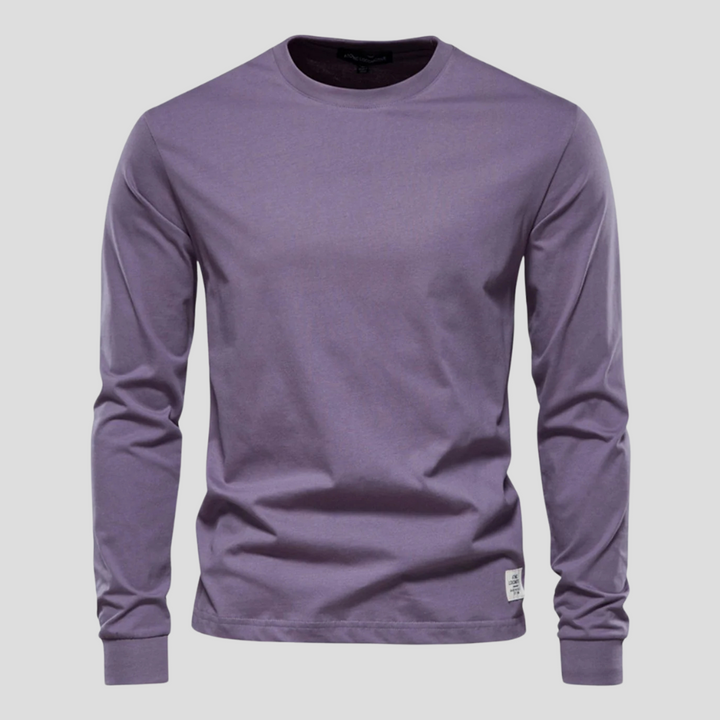 Everyday wear men's long-sleeve round-neck shirt, a comfortable and simple casual top.