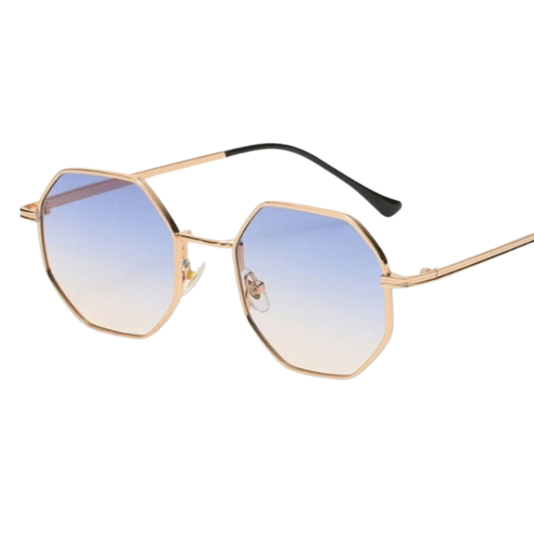 Chic women's money sunglasses. Metal polygonal frame, resin lenses, perfect for summer fashion.